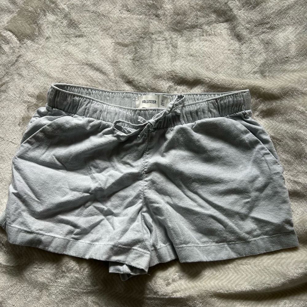 Hollister Blue/Grey Linen Shorts Relaxed Fit